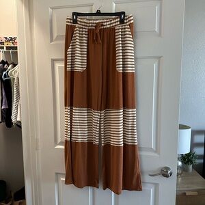 BUCKETLIST Tan and White Striped Pants